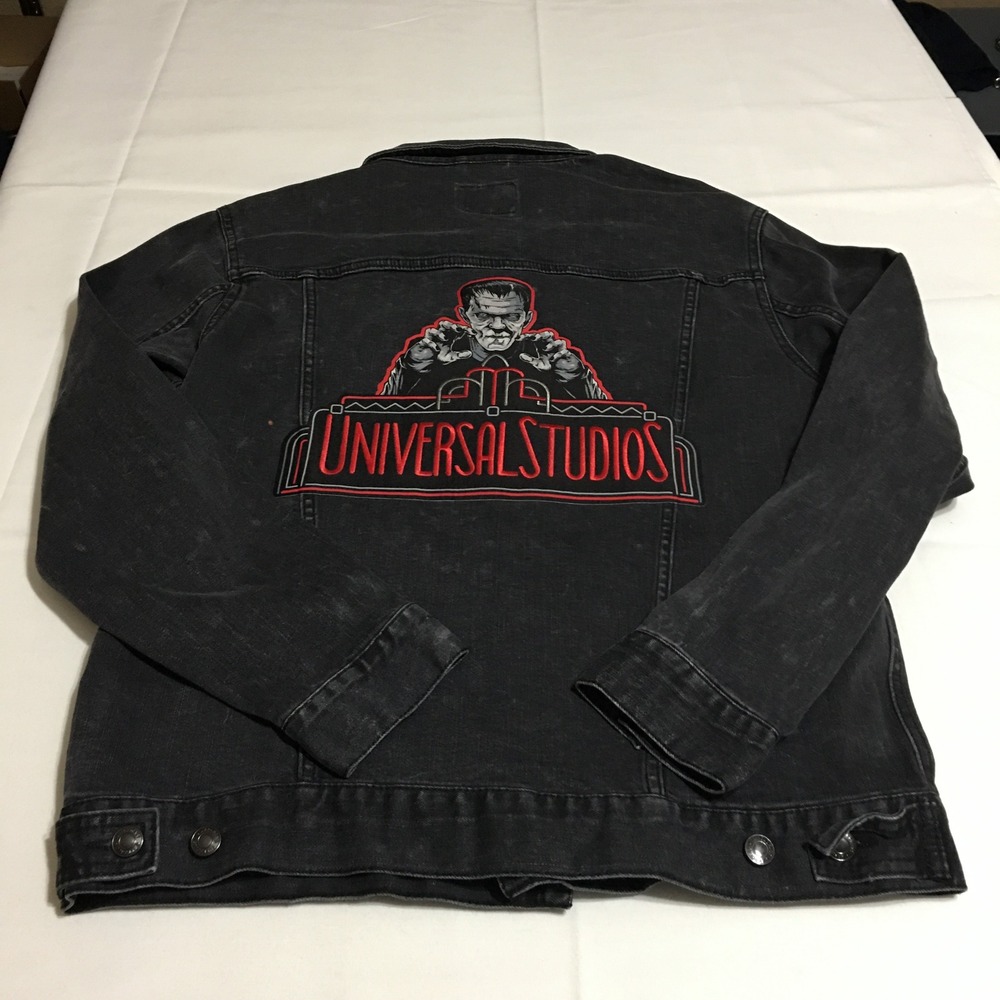 Universal Studios Denim Jacket Medium Black Halloween Horror Nights Frankenstein
